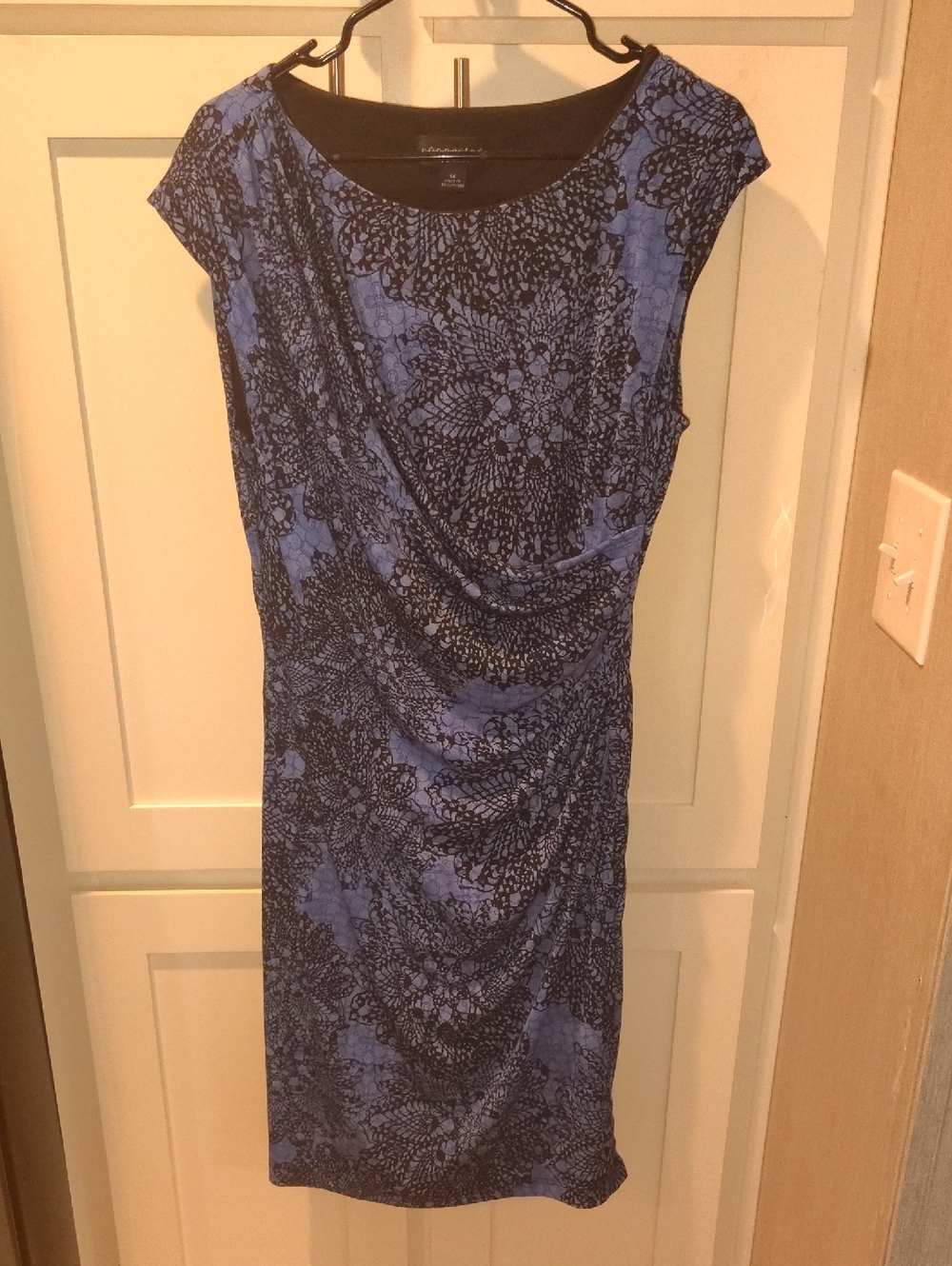 connected apparel Blue and Black Floral-Print Midi Dress